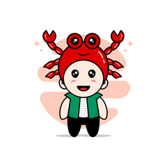 Cute men character wearing crab costume.