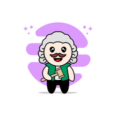Cute men character wearing judge costume.
