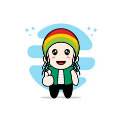 Cute men character wearing reggae costume.