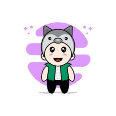 Cute men character wearing fox costume.