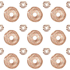 Fototapeta premium watercolor donuts seamless pattern 