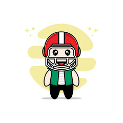 Cute men character design wearing american football helmet costume.