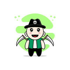 Cute men character design wearing angel of death costume.