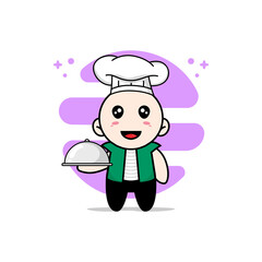 Obraz na płótnie Canvas Cute men character wearing chef costume.