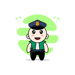 Cute men character wearing police costume.