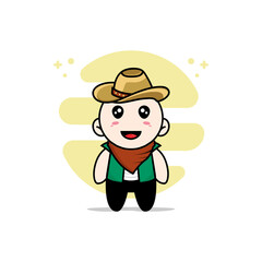 Cute men character wearing cowboy costume.