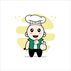 Cute men character wearing chef costume.
