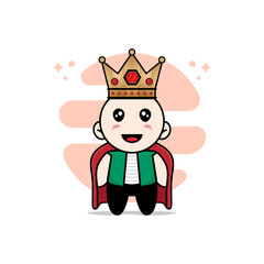 Cute men character wearing king costume.
