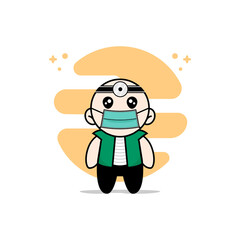 Cute men character wearing doctor costume.