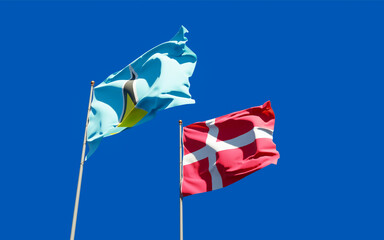 Flags of Saint Lucia and Denmark.