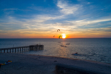 Kite surfing at the beach