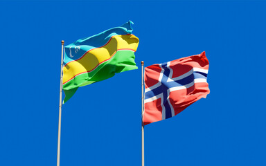 Flags of Karakalpakstan and Norway.