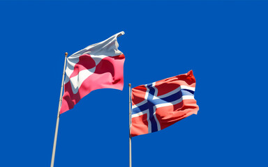 Flags of Greenland and Norway.
