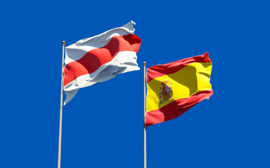 Flags of New Belarus and Spain.