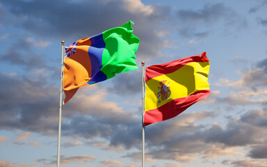 Flags of Sultanate of M'Simbati and Spain.