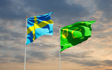 Flags of Sweden and Cocos Island.