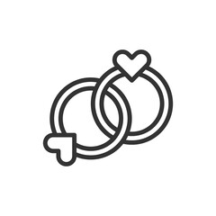 Obraz premium Heart Rings Love Icon Or Logo Vector Illustration