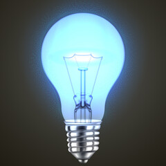 realistic blue bulb light isolated on dark background. vector illustration.