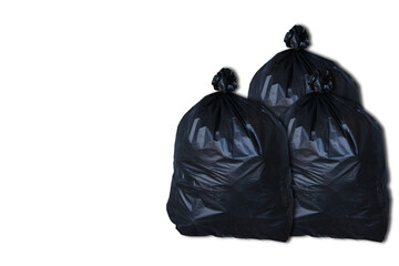 black garbage bag isolated on white