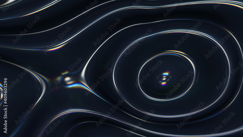 Aufkleber 3d wavy fluorescent surface. abstract waving background with thin film effect. liquid multicolor pat