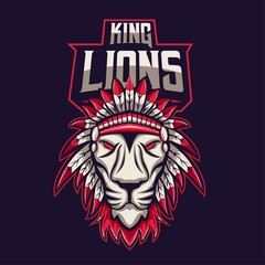 lion mascot logo template. vector illustration. editable text, layer, and colors