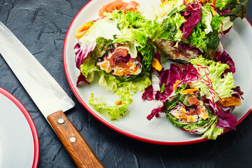 Paupiette from salad and fish