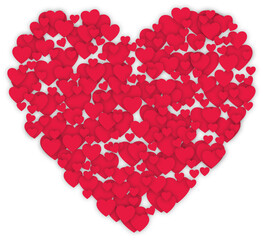 Valentine's day composition of small hearts in heart shape, love concept, vector background, greeting card