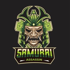 samurai mascot logo template. editable text, layer, and colors