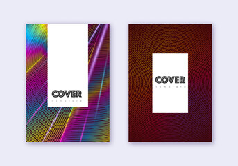 Naklejka na ściany i meble Hipster cover design template set. Rainbow abstrac