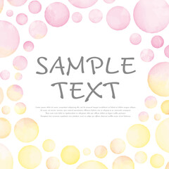 Watercolor circles background. Vector. 円形水彩バナー。ベクター。コピースペースあり。