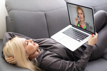 Fototapeta premium Video Conference Work Webinar Online At Home