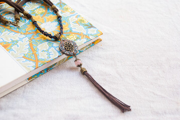 Bohemian style necklace with tassel. Handmade jewelry.
