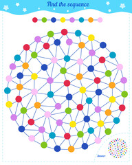 Logic game for children and adults. Find the color sequence according to the sample.