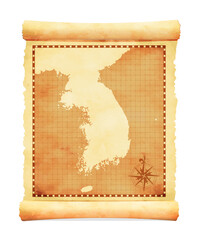 Old vintage South korea map vector illustration