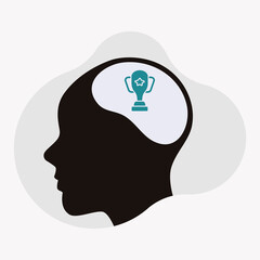 Trophy in head graphic design vector illustration