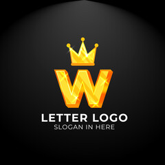 Luxury vector logotype. king Letter W Logo. Logo for your Company, Business Card, Merchandise. Alphabet Logo, Symbol, Letter W Icon
