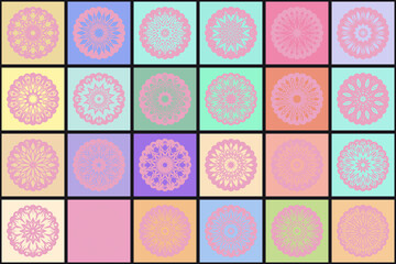 Abstract mosaic with flower mandala. Vector illustration