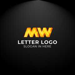 MW Letter Logo golden style. Initial Logo for Business, merchandise, T-Shirt Design.