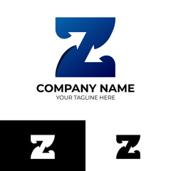 Letter Z Arrow logo Template design With gradient blue color. vector illustration