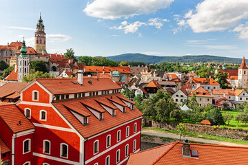 Red roofs of the medieval town of Cesky Krumlov
