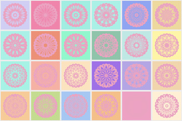 Abstract mosaic with flower mandala. Vector illustration
