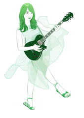 Fototapeta premium 楽しく踊る若い女性イラスト