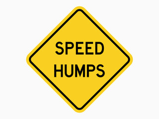 isolated speed humps  warning sign, symbol on yellow round square on white color background element for road board, label, banner etc. flat vector design.