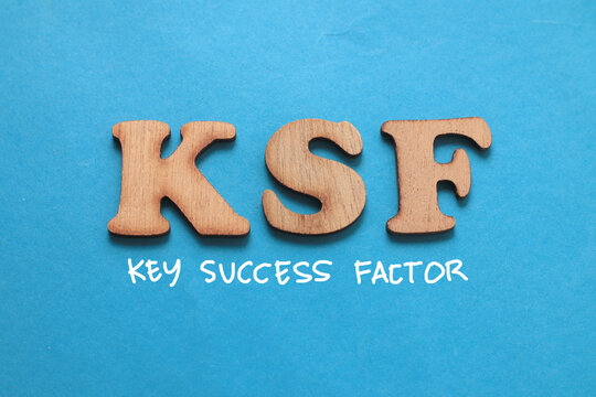 KSF Key Success Factor, text words typography written on blue background, life and business motivational inspirational