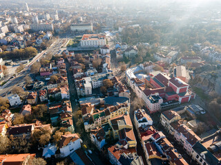 Aerial view of City of Plovdiv, Bulgaria