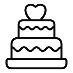 love cake, food simple line icon collection for valentine day.