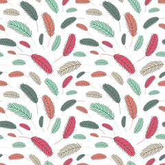 Bird feathers seamless pattern. Easter pattern with chicken feathers. Vector flat illustration. Design for textiles, packaging, wrappers, greeting cards, paper, printing.