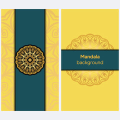 Decorative Template Card with Round Mandala From Floral Elements. Vector Illustration.