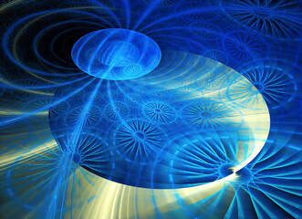 Abstract color dynamic background with lighting effect. 3D Fractal wavy. Fractal art