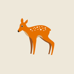 Little deer, fawn. Character isolated. Vector image